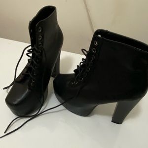 Black platform booties